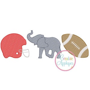 Sketch Stitch Elephant Football Digital Machine Embroidery Design 5 Sizes, football embroidery, elephant embroidery, helmet embroidery