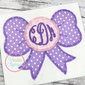 Zigzag Stitch Bow Monogram Machine Embroidery Applique Design 5 SIZES!!!, monogram bow applique, bow applique design