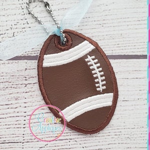 Football Tag In the Hoop Embroidery Design 4 Sizes, bag tag, in the hoop tag design, in the hoop bag tag embroidery, backpack tag