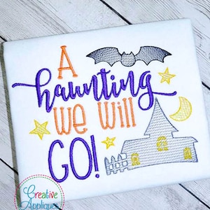 A Witching We Will Go Halloween Digital Machine Embroidery Applique Design 4 Sizes, halloween embroidery, halloween ghost, witch, witching