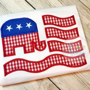 Republican Flag with Elephant Digital Machine Embroidery Applique Design 4 sizes, republican applique, republican party embroidery