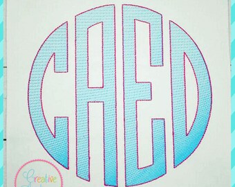 4.5 "-7"" 4 letras monograma círculo esbozo alfabético conjunto de letras diseño de bordado de la máquina 6 tamaños!  bordado monograma letras del alfabeto