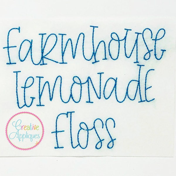 15 Sizes Floss Stitch Farmhouse Lemonade Embroidery Font Digital Machine Embroidery, A to Z, numbers, punctuation, bean stitch