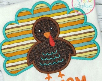 Turkey Applique Digital Machine Embroidery Design 4 Sizes, turkey applique, thanksgiving turkey applique