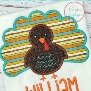 Turkey Applique Digital Machine Embroidery Design 4 Sizes, turkey applique, thanksgiving turkey applique