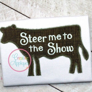 Cow Silhouette Zigzag Stitch Digital Machine Embroidery Applique Design 6 SIZES, cow  applique, cattle embroidery, steer applique