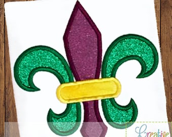 Mardi Gras Fleur De Lis Applique Digital Machine Embroidery Design 4 Sizes, fleur de lis applique, mardi gras applique, fat tuesday applique