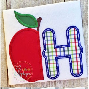 Apple Alphabet Letter Set A-Z Applique Machine Embroidery Design 4 Sizes