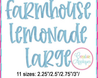 11 Sizes -  2.25" to 5.5" - Farmhouse Lemonade Embroidery Alphabet Font Digital Machine Embroidery, A to Z, numbers, symbols, punctuation