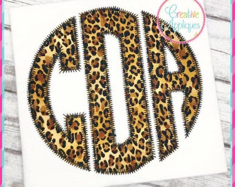 JUMBO Zigzag Stitch Natural Circle Applique Monogram Alphabet Machine Embroidery Design, 8 inch - 12 inch 5 Sizes, alphabet applique letters