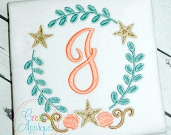 Beach Monogram Frame Digital Machine Embroidery Design 4 Sizes, monogram embroidery frame, beach frame embroidery