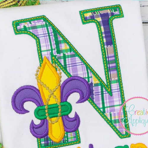 mardi gras applique letters