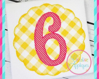 Blanket Stitch Scallop Circle Applique Numbers 1 thru 12 Digital Machine Embroidery Design 4 Sizes, vintage stitch,