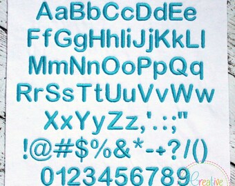5 SZIES!!! Basic Embroidery Alphabet Font Digital Machine Embroidery 5 sizes, A thru Z, numbers, 19 punctuation symbols, includes BX format