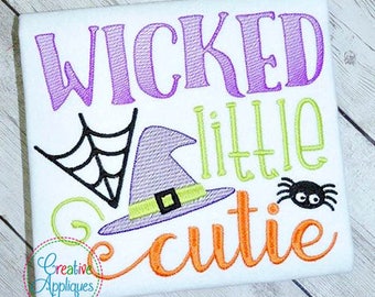 Wicked Little Cutie Halloween Digital Machine Embroidery Applique Design 4 Sizes, halloween embroidery, halloween candy, witch