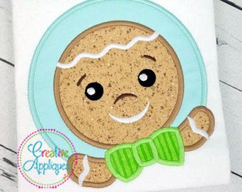 Gingerbread Boy Applique Digital Machine Embroidery Design 4 Sizes, gingerbread cookie, gingerbread man applique, gingerbread embroidery