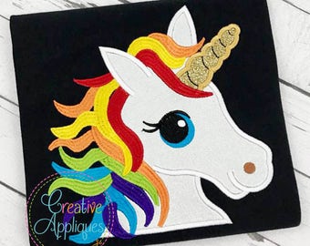 Rainbow Unicorn Digital Machine Embroidery Applique Design 4 sizes, rainbow unicorn applique