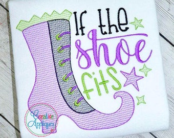 If the shoe fits witch Halloween Digital Machine Embroidery Applique Design 4 Sizes, halloween embroidery, halloween witch embroidery