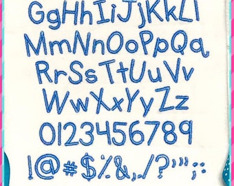 7 Sizes Primary Whimsy Embroidery Alphabet Font Digital Machine Embroidery, A to Z, numbers, symbols, punctuation