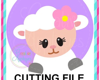 Girl Easter Lamb SVG Cutting File, lamb svg, easter cut file, easter svg, easter cut file, easter lamb svg, lamb cutting file