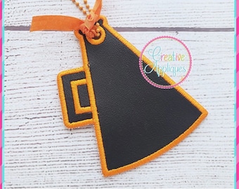Megaphone Tag In the Hoop Applique Embroidery Design 4 Sizes, bag tag, in the hoop tag design, in the hoop bag tag embroidery, backpack tag