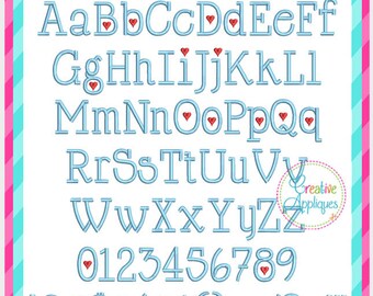 11 SIZES! Cupid De Locke Embroidery Alphabet Font Digital Machine Embroidery, A thru Z, numbers, 18 punctuation symbols, includes BX format