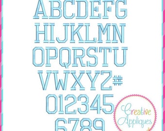 8 Sizes! Varsity Embroidery Alphabet Font Digital Machine Embroidery, A to Z, numbers, athletic embroidery font, collegiate embroidery