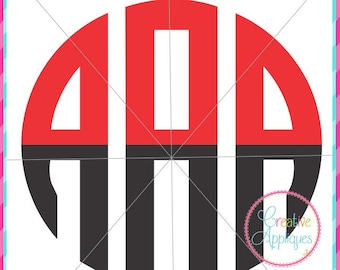 Split Circle Monogram Font SVG eps DXF Cutting File, natural circle font svg, cut file, monogram svg cutting file, 3 letter circle font svg