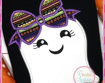 Ghost Girl Halloween Digital Machine Embroidery Applique Design 4 Size ghost applique, halloween applique, ghost embroidery, halloween ghost