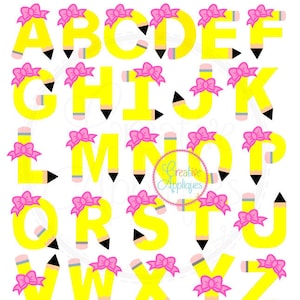 Arquivo de corte SVG de letras do alfabeto em arco de lápis, arquivo de corte svg escolar, svg de lápis, arquivo de corte svg de lápis, arquivo de corte svg de lápis, arquivo de corte de monograma, corte svg de lápis