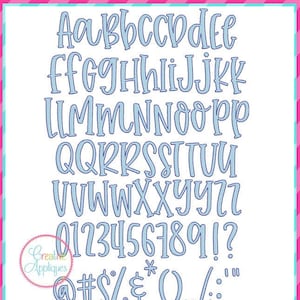 13 Sizes Farmhouse Lemonade Sketch Embroidery Alphabet Font Digital Machine Embroidery, A thru Z, numbers, punctuation, sketch stitch