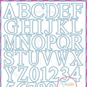 Alphabet Letter Set Uppercase A thru Z  and numbers, Applique Machine Embroidery Design 5 Sizes, applique alphabet letters