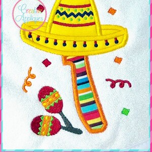 1st Birthday 1 Sombrero Number Applique Digital Machine Embroidery Design 4 Sizes, Cinco de Mayo applique, sombrero birthday number applique