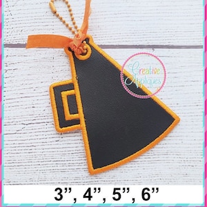 Megaphone Tag In the Hoop Applique Embroidery Design 4 Sizes, bag tag, in the hoop tag design, in the hoop bag tag embroidery, backpack tag