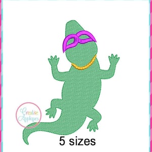 Sketch Stitch Mardi Gras Alligator Machine Broderie Design 6 TAILLES, broderie crocodile, broderie mardi gras