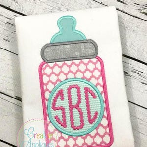 Baby Bottle Monogram Digital Machine Embroidery Applique Design 4 Sizes