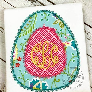 Easter Egg Decorative Lace Stitch Monogram Digital Machine Embroidery Applique Design 4 SIZES