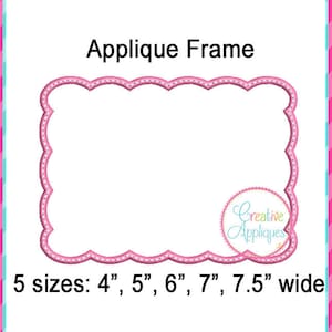 Scallop Rectangle Monogram Frame Machine Embroidery Applique Design 5 sizes, rectangle frame, applique frame, applique monogram frame