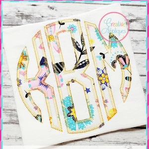 JUMBO LARGE 8&quot; to 12&quot;, 5 Sizes Blanket Stitch Natural Circle Applique Embroidery Alphabet Font Digital Machine Embroidery, A to Z