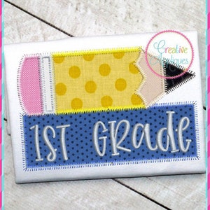 Zigzag Stitch Pencil Frame Digital Machine Embroidery Applique Design 5 sizes, pencil applique, monogram pencil applique, applique pencil