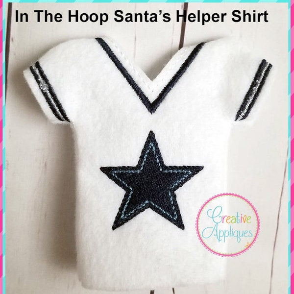 ITH In The Hoop Star Elf Jersey Embroidery Design, In the Hoop Machine Embroidery Design, doll shirt, elf sweater, elf shirt