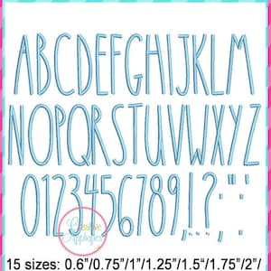 15 Sizes Farmhouse Embroidery Alphabet Font Digital Machine Embroidery, A to Z, numbers, symbols, skinny font, farmhouse font, rae dunn