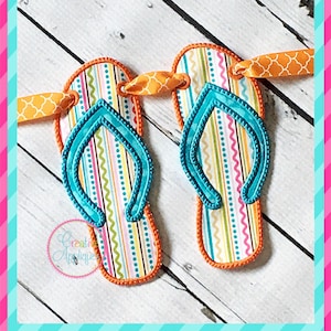Flip Flops Banner Charm In the Hoop Embroidery Alphabet Font Digital Machine Embroidery, flip flops in the hoop pattern design applique