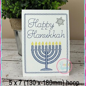 Happy Hanukkah Card Embroidery Machine Design, broderie sur papier, broderie de cartes, broderie de croquis, broderie de papier