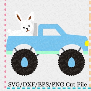 Pâques lapin lapin Monster Truck SVG fichier de coupe, svg de Pâques, Pâques fichier coupe, camion coupe file, camion svg, fichier coupe pick-up
