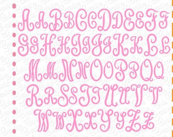 Classic Script Monogram Font SVG eps DXF Cutting File, script font svg, script alphabet cut file, 3 letter monogram font natural circle svg