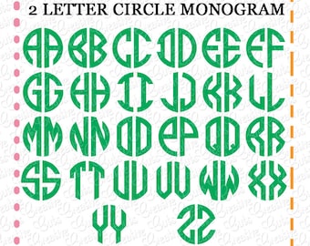 2 Letter Circle Monogram Font SVG eps DXF Cutting File, circle font svg, circle alphabet cut file, 2 letter font svg natural circle font svg