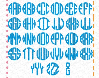 3 Letter Natural Circle Monogram Font SVG eps DXF Cutting File, circle font svg, circle alphabet cut file, 3 letter font natural circle svg