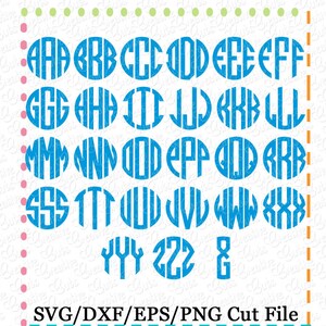 Könnte beinhalten: Ein Blatt mit blauen Monogramm-Buchstaben in einem Kreisdesign. Die Buchstaben sind in alphabetischer Reihenfolge von A bis Z angeordnet, gefolgt von den Zahlen 1 bis 3 und dem Zeichen &.