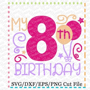 My 8th Birthday SVG Cutting File, 8th birthday cut file, 8th birthday cutting file, eighth birthday svg, eighth birthday cut file